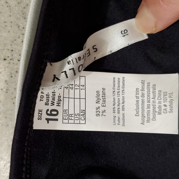 Seafolly, Separate Belted Hipster Bikini Bottom, Black/White, Size US 12 - Picture 6 of 8